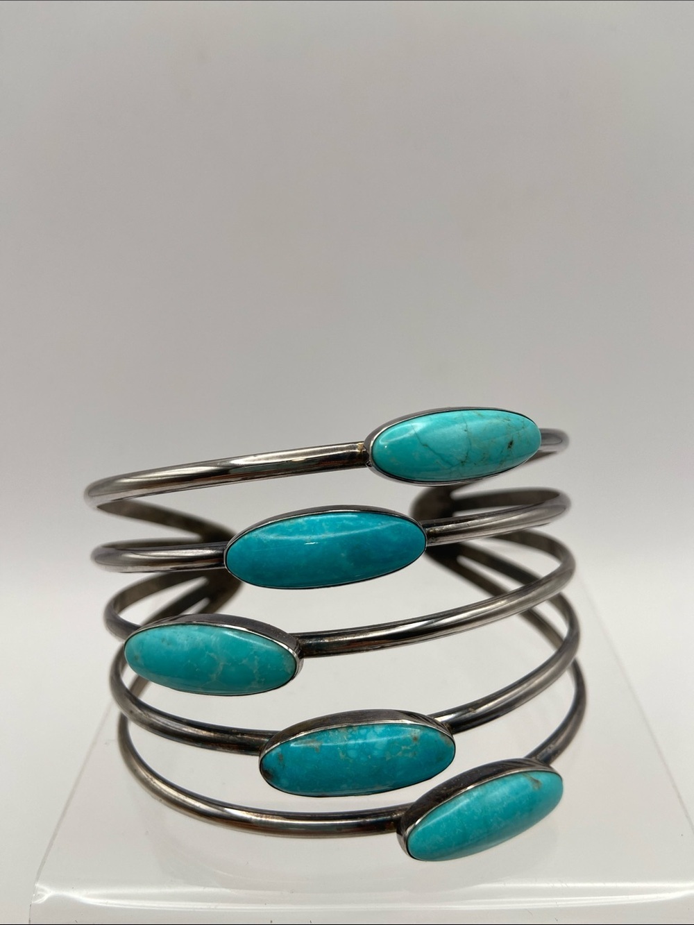Jay King Sterling Silver 925 5 Stone Turquoise Cuff Bracelet Southwest Western